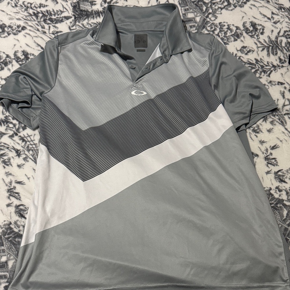 Oakley Men's Polo in Gray and White